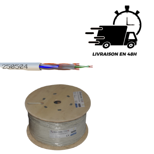 CABLE RESEAU UTP CAT6 RESIDENTIEL LSZH 500M BLANC