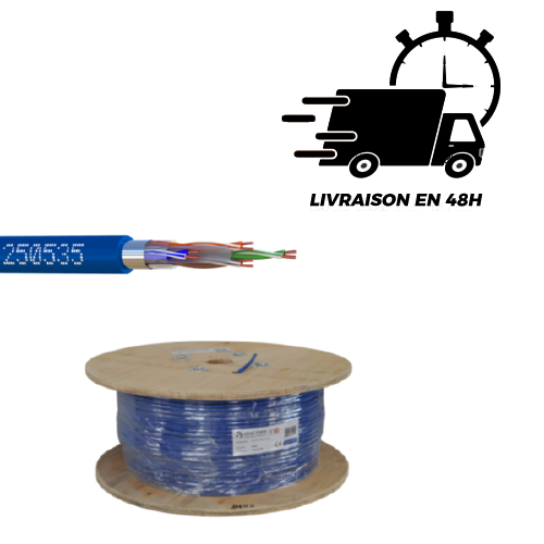 CABLE RESEAU F/UTP CAT6 LSZH 500M BLEU