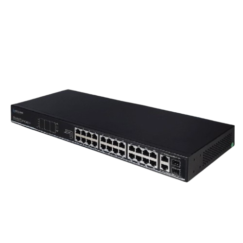 SWITCH POE 24 PORTS 100MBPS AVEC 2 PORTS UPLINK GIGABIT - 225W