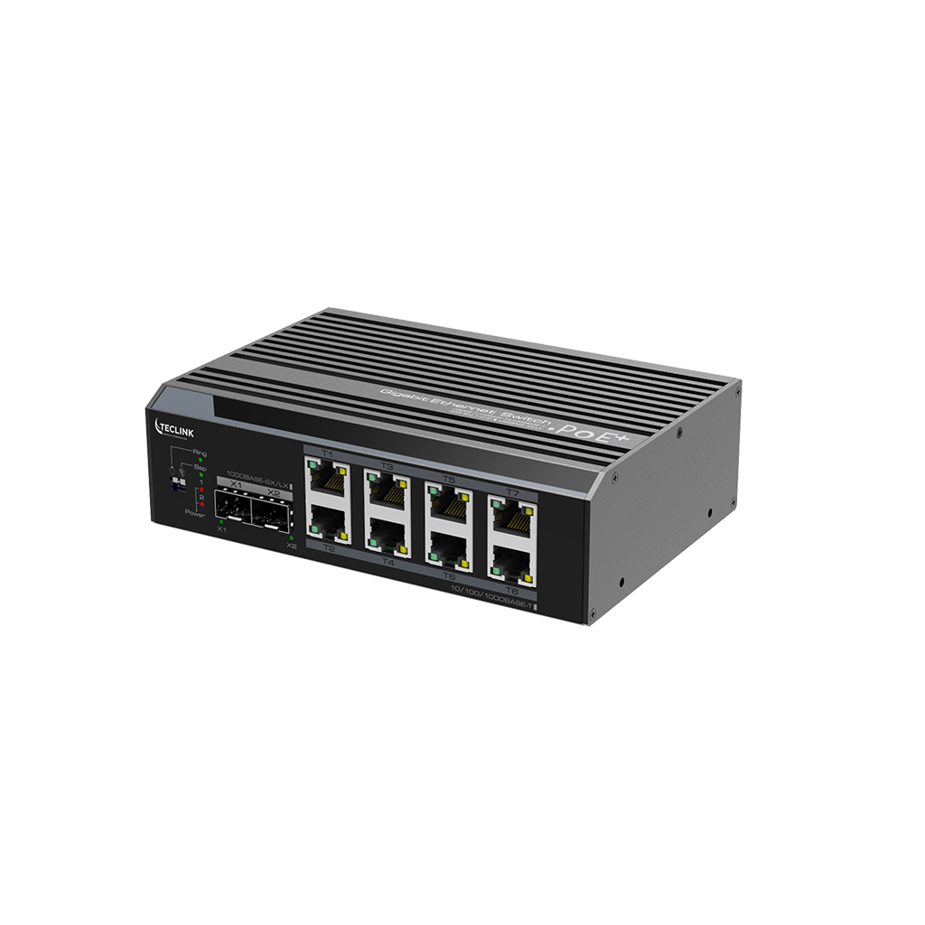 SWITCH POE 8 PORTS GIGABIT INDUSTRIEL (DC 12V-48V),SANS ALIMENTATION